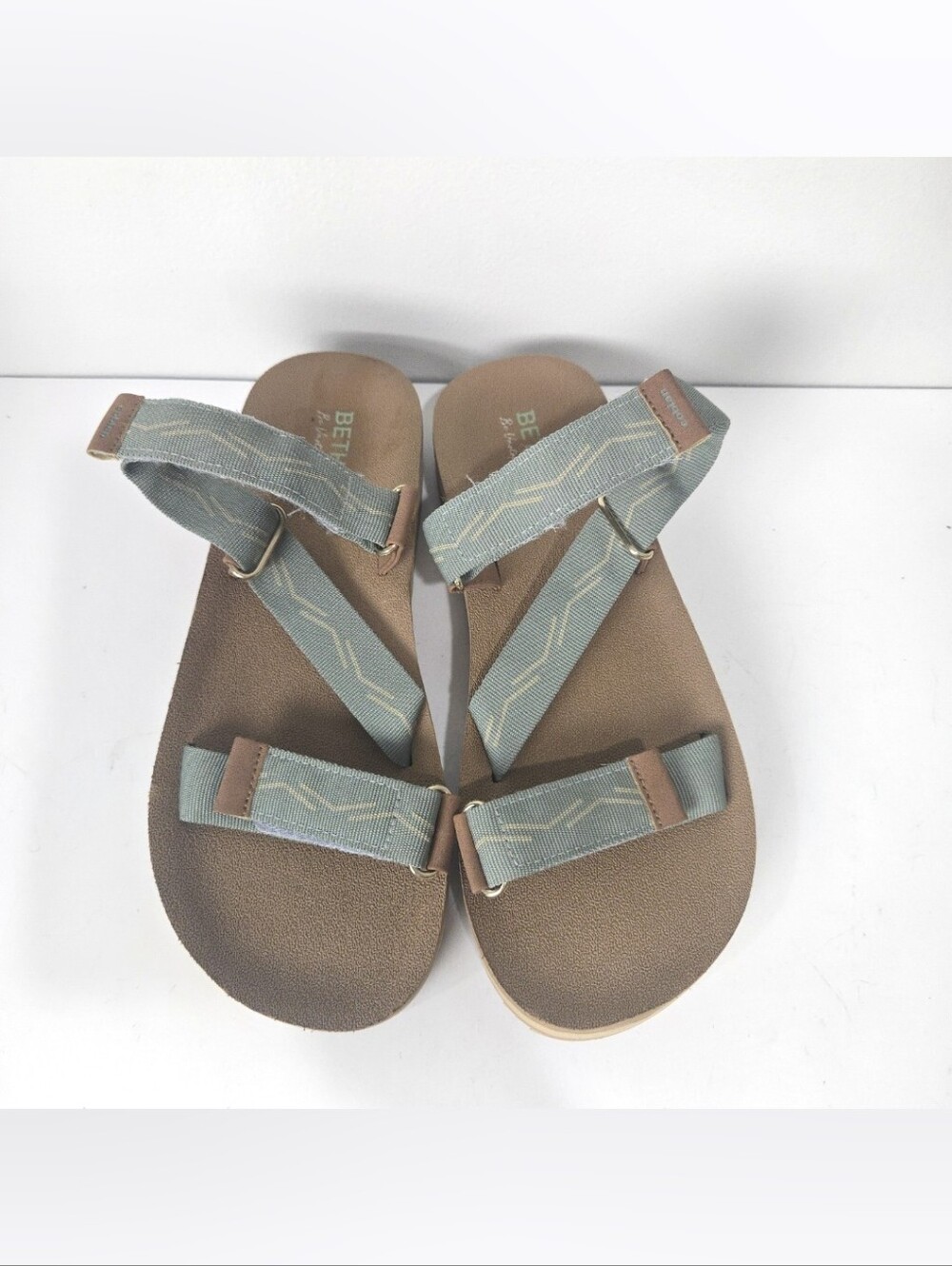 Cobian Beige and Sage Strap Sandals
